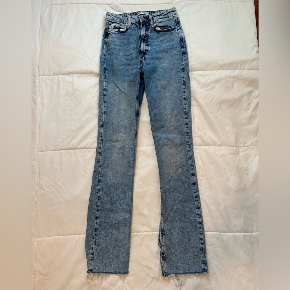 Zara High Waist Straight Leg Jeans